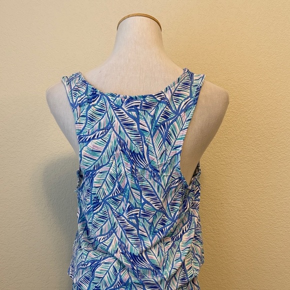 Lilly Pulitzer Paulina Elegant Blue Leaf Pattern Let’s Mango Jumpsuit Size M - Picture 8 of 13